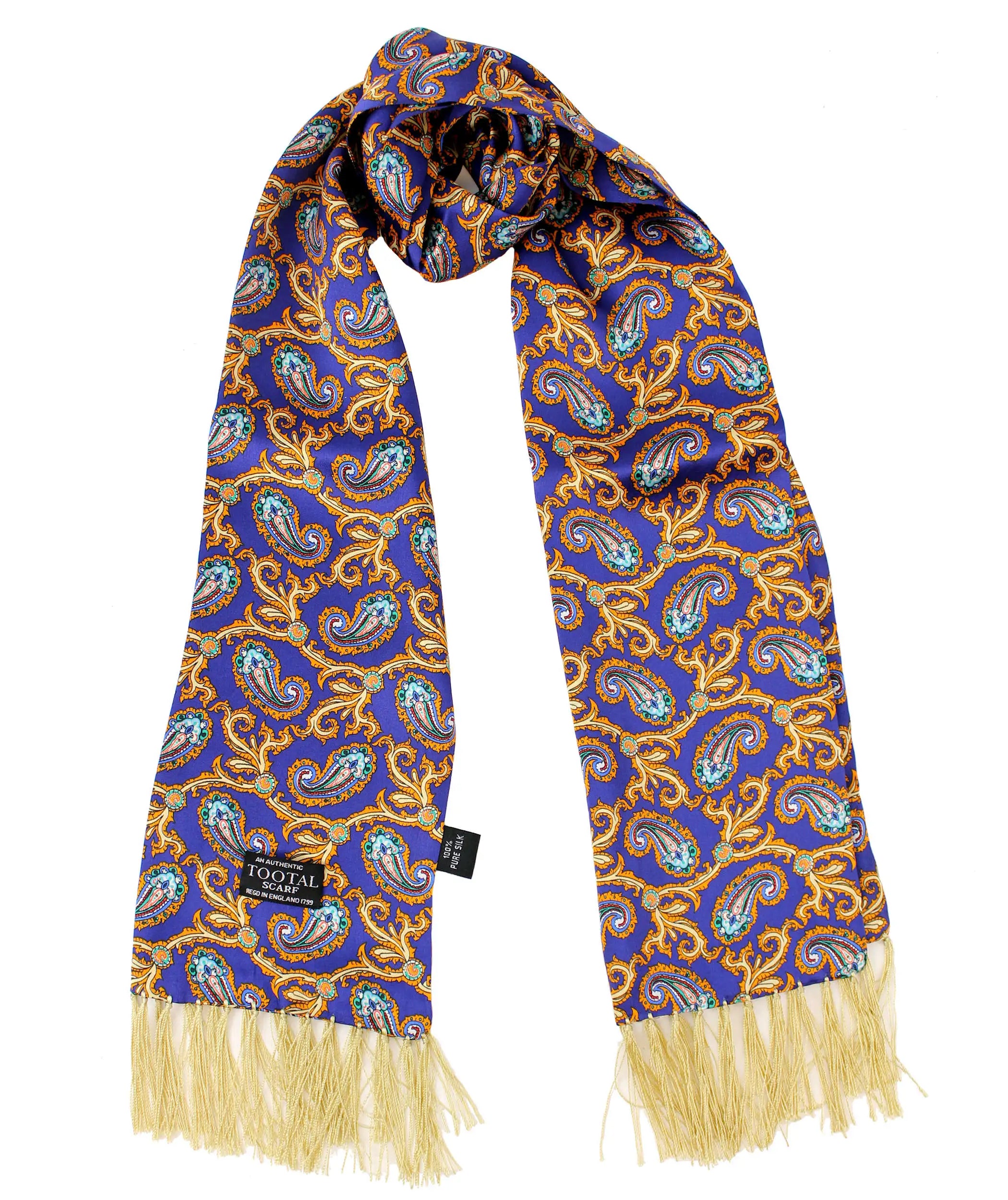 Sciarpa seta paisley navy gold Tootal