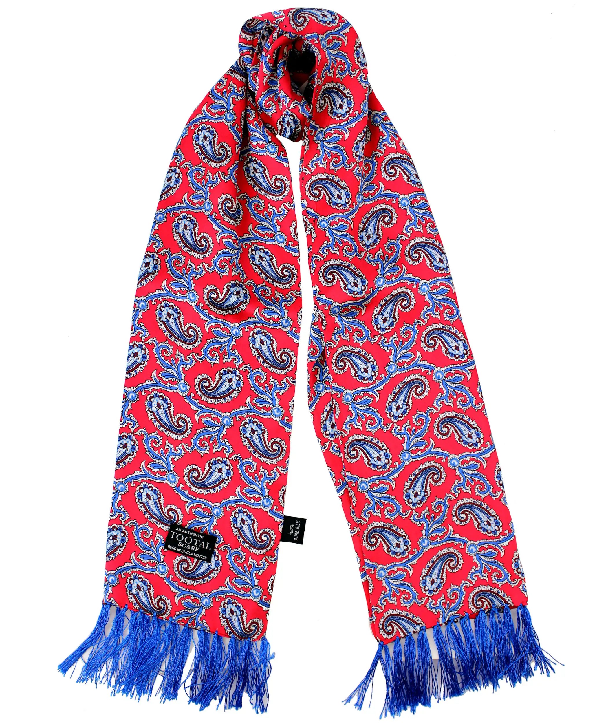 Sciarpa seta paisley rossa blu royal Tootal
