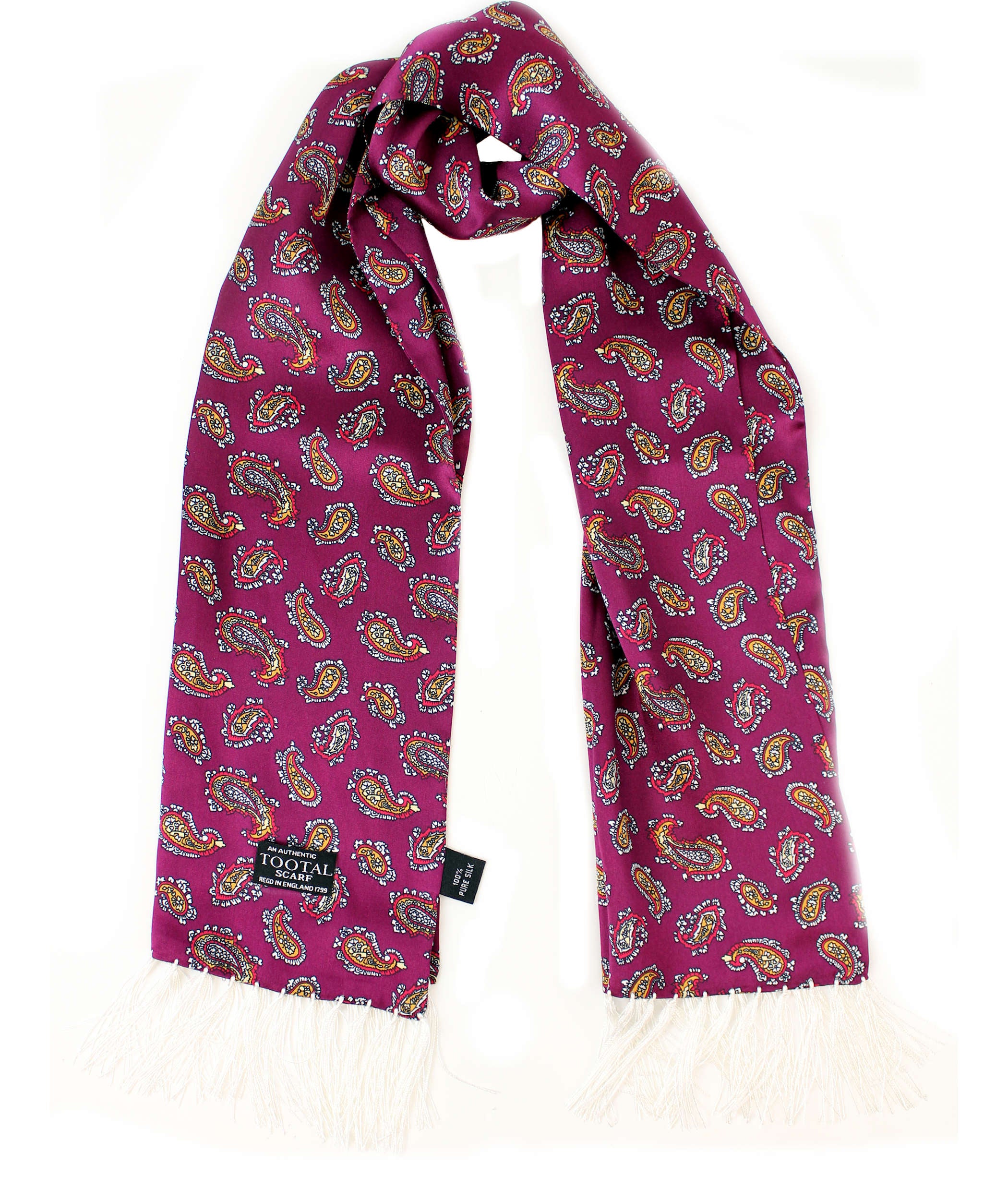 Sciarpa seta fantasia paisley bordeaux Tootal