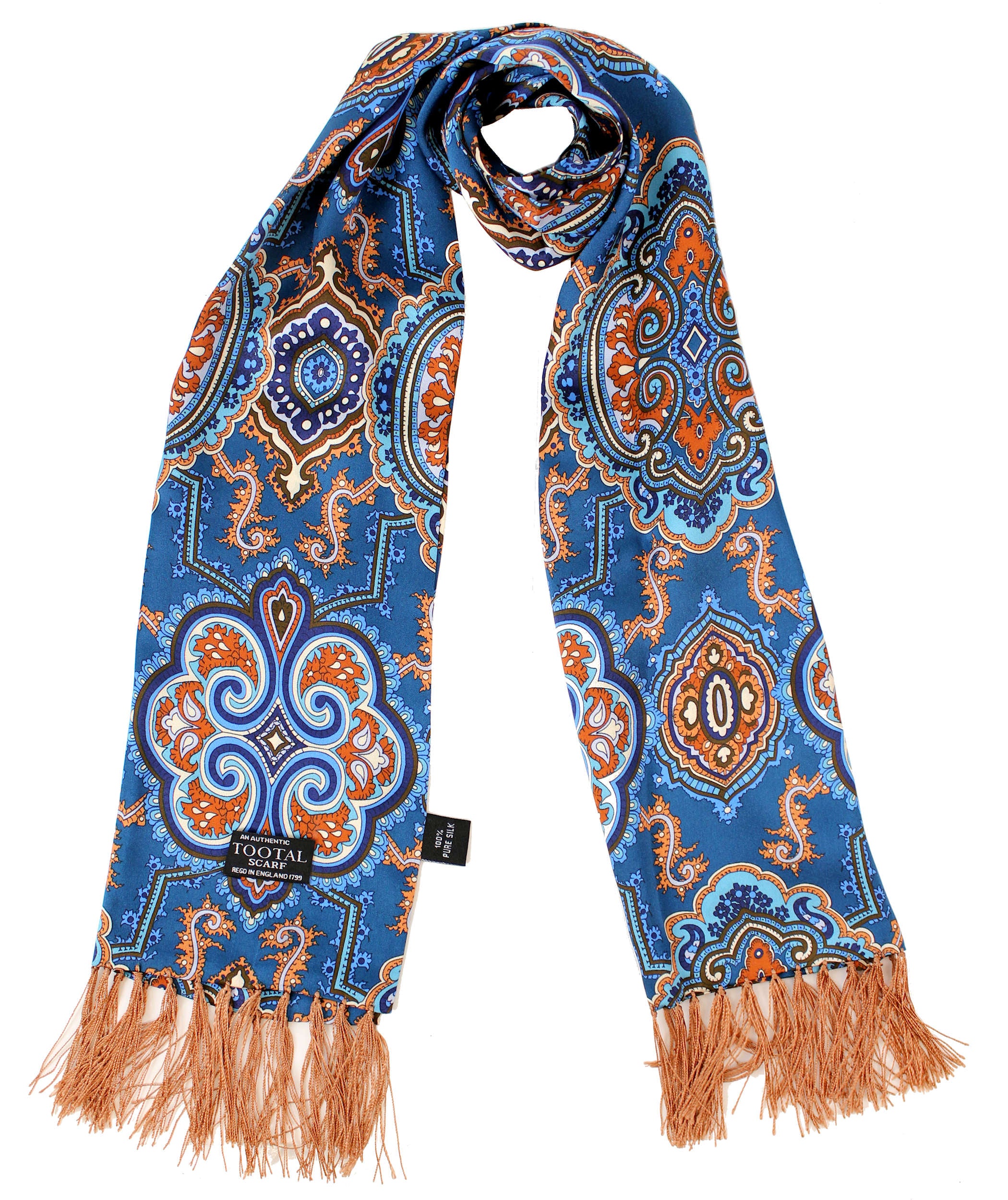 Sciarpa rayon fantasia medaglioni blu oceano Tootal