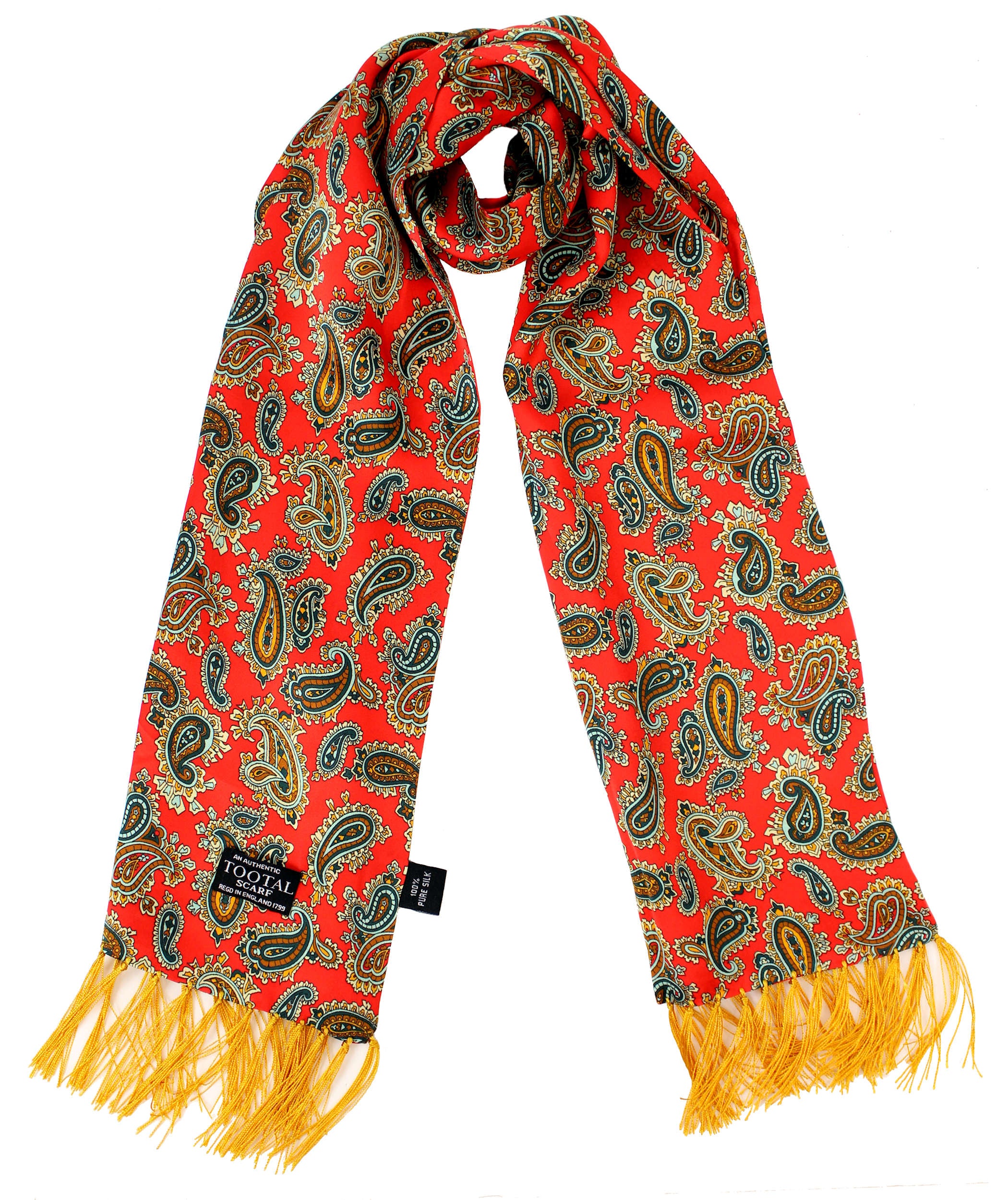 Sciarpa seta fantasia paisley rossa Tootal