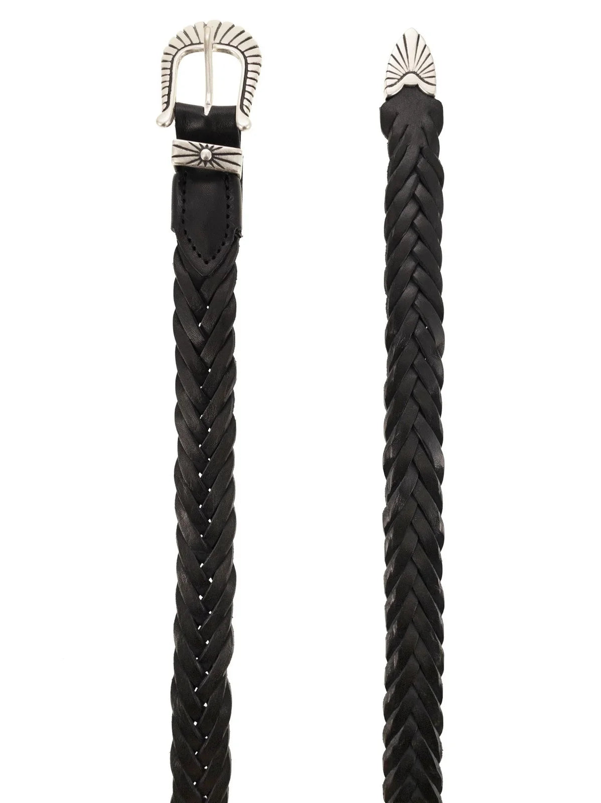 Cintura western pelle treccia nera Monsieur