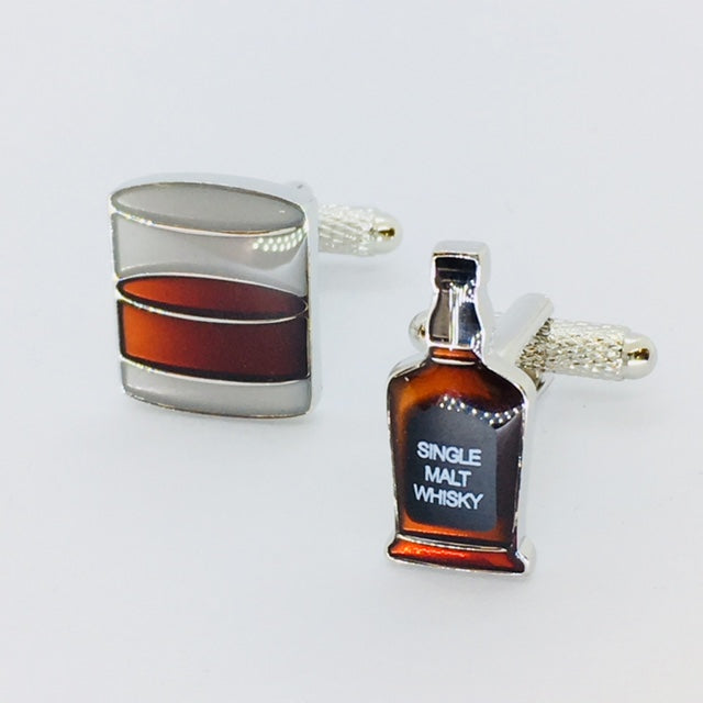 Gemelli bottiglia whisky e bicchiere Monsieur