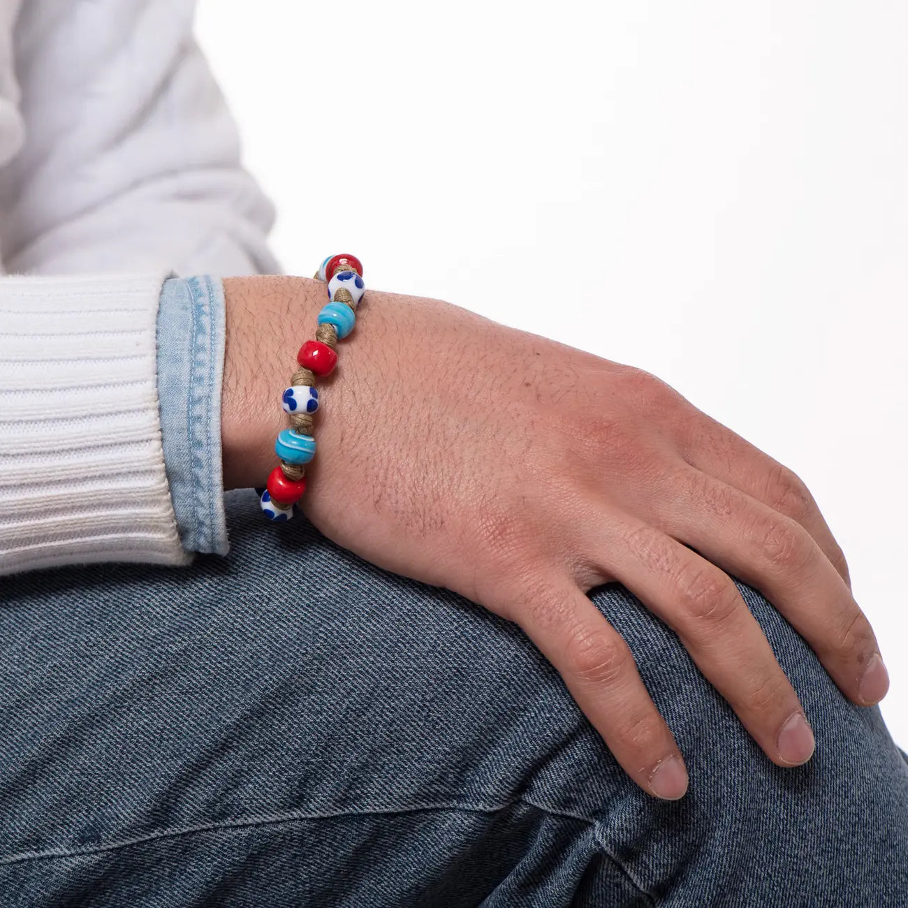 Bracciale Murano rosso celeste Dandy Street