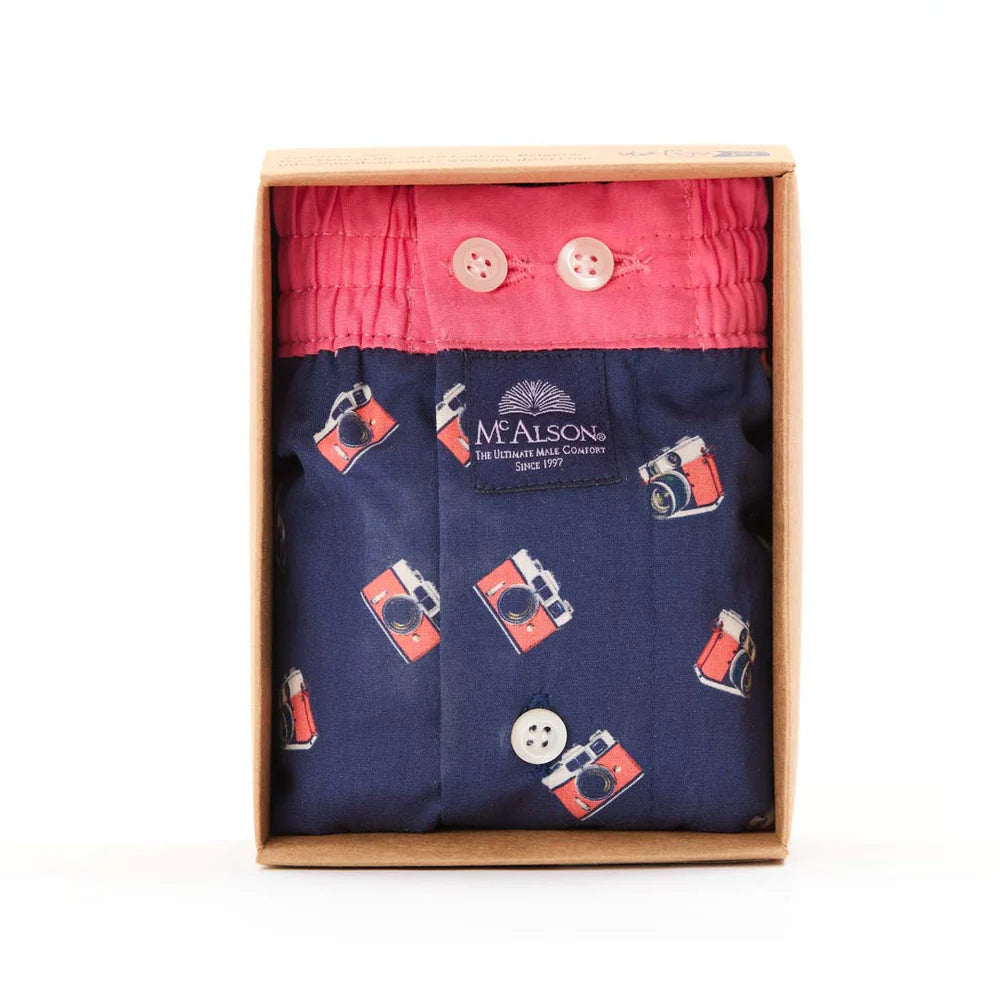 Boxer fantasia macchina fotografica navy rosa McAlson