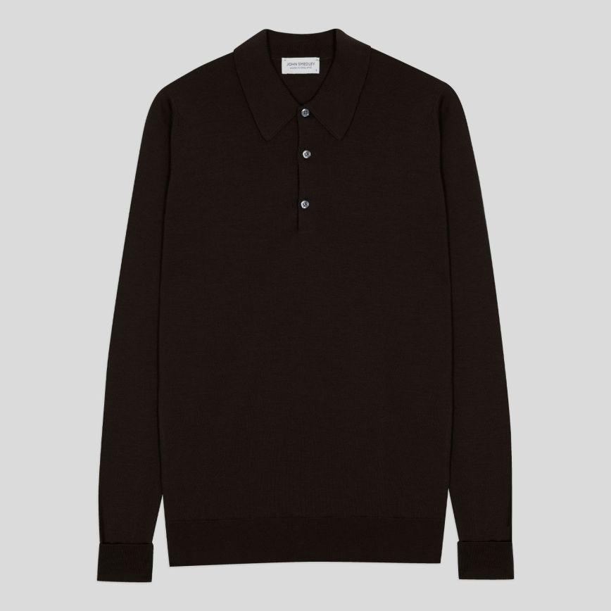 Polo dorset lana manica lunga Faulkner brown John Smedley