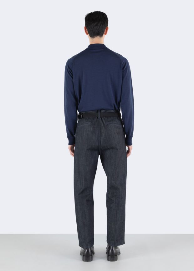 Polo dorset lana manica lunga Hemingway blue John Smedley