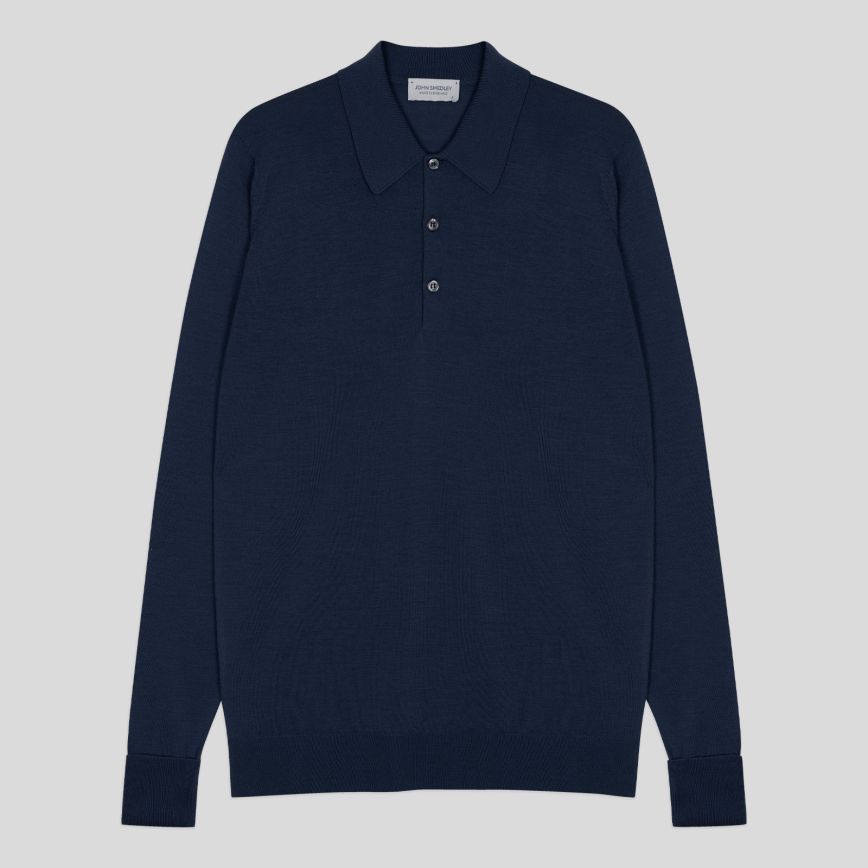 Polo dorset lana manica lunga Hemingway blue John Smedley