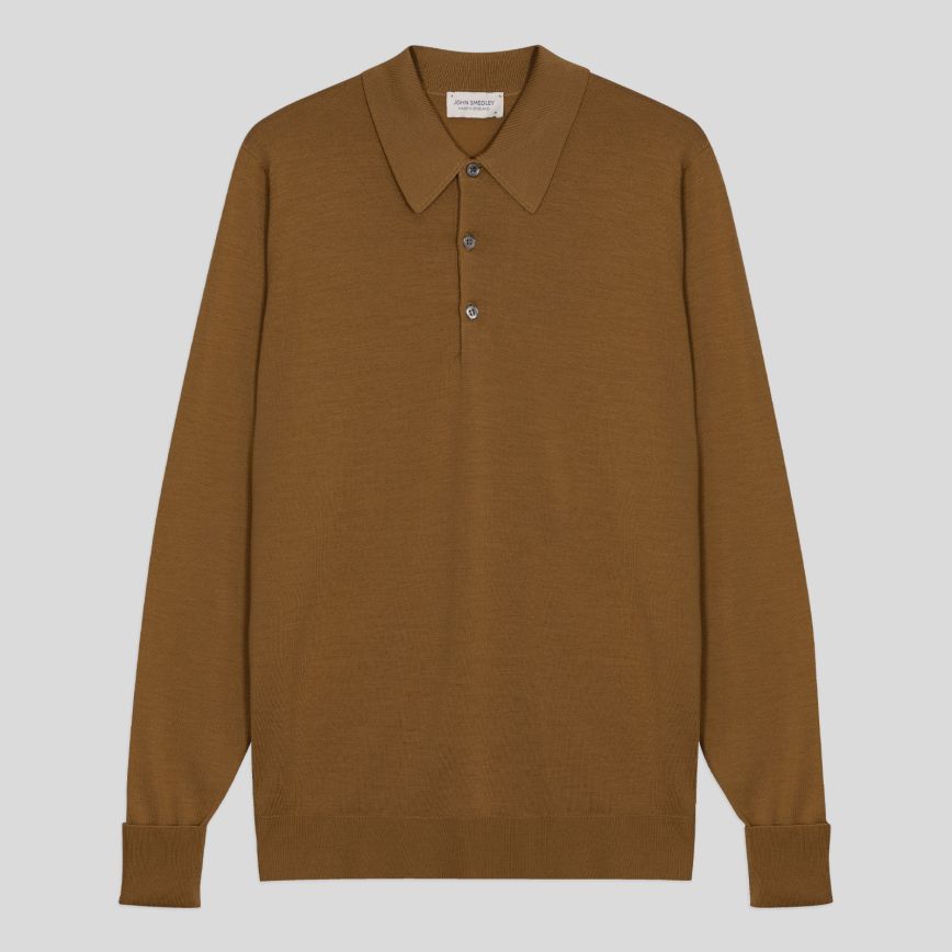 Polo dorset lana manica lunga Keats bronze John Smedley