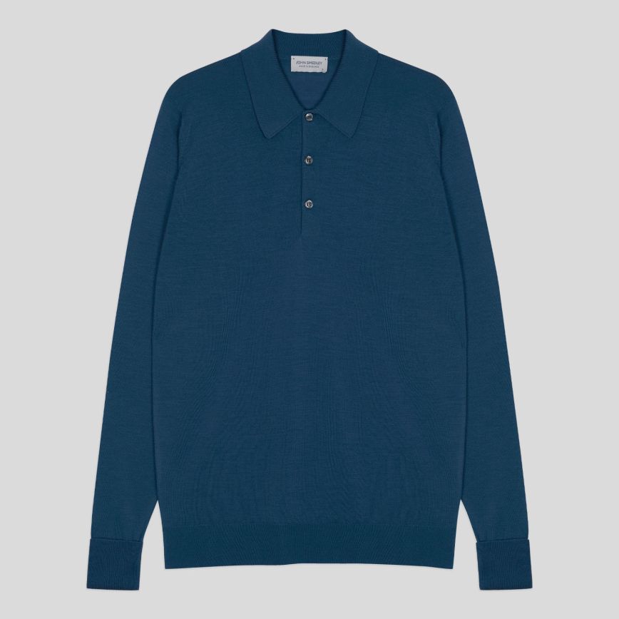 Polo dorset lana manica lunga montagu blue John Smedley