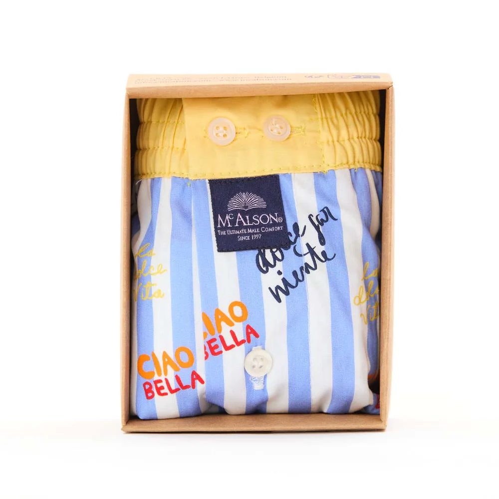 Boxer rigato "La dolce vita" light blue McAlson