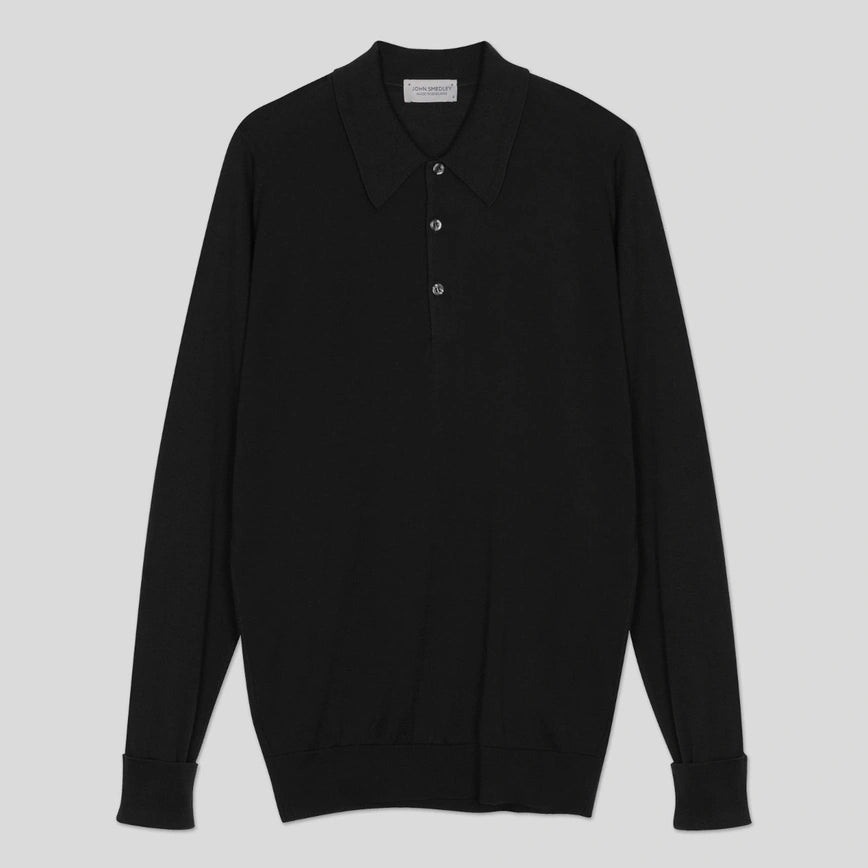 Polo Finchley manica lunga black John Smedley