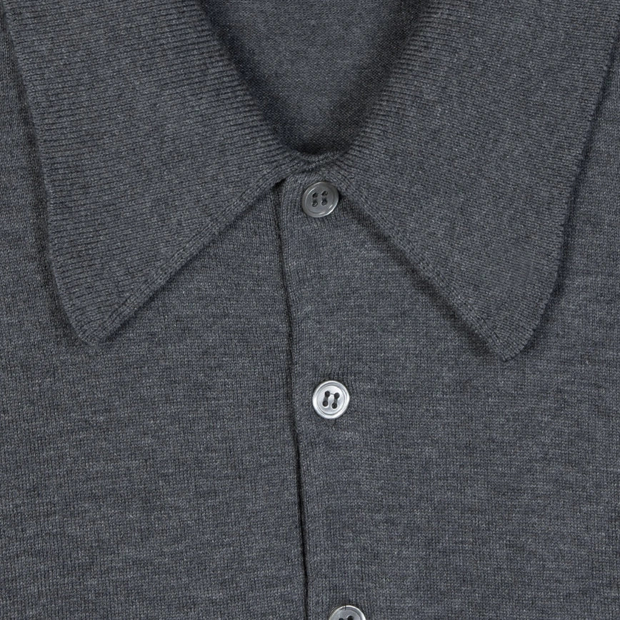 Polo Finchley manica lunga charcoal John Smedley