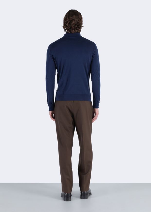 Polo Finchley manica lunga sea island cotton French navy John Smedley