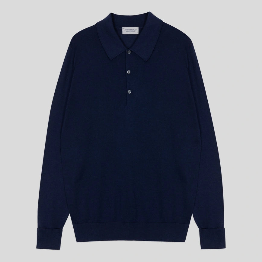 Polo Finchley manica lunga French navy John Smedley