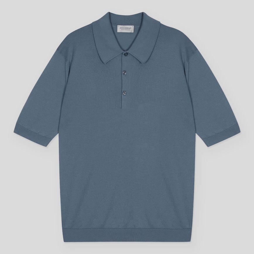 Polo Isis manica corta sea island cotton delft blue John Smedley
