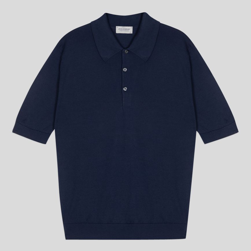Polo Isis manica corta sea island cotton French navy John Smedley