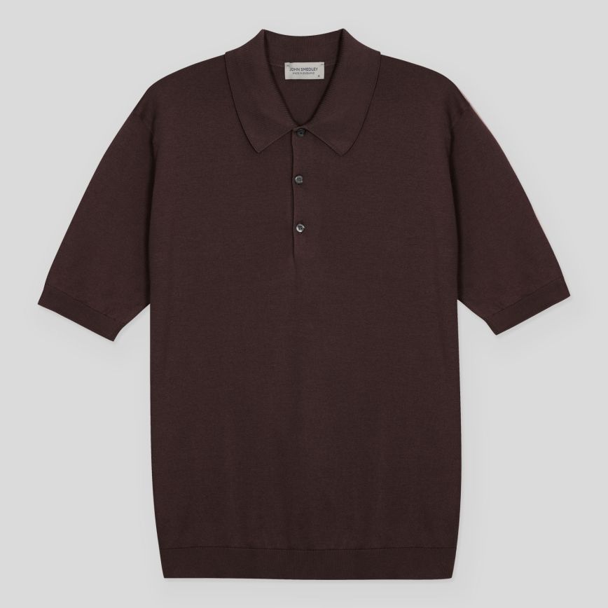 Polo Isis manica corta sea island cotton raisin John Smedley
