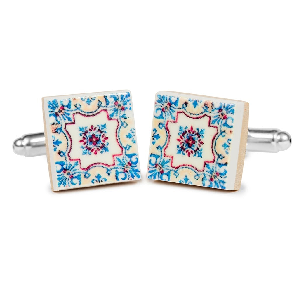 Gemelli quadrati fiore rosso blu celeste Monsieur