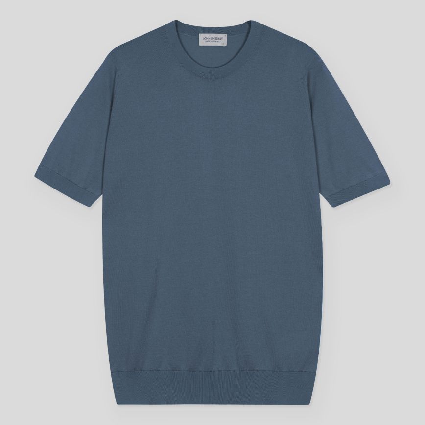 T-shirt girocollo Kempton sea island cotton Delft blue John Smedley