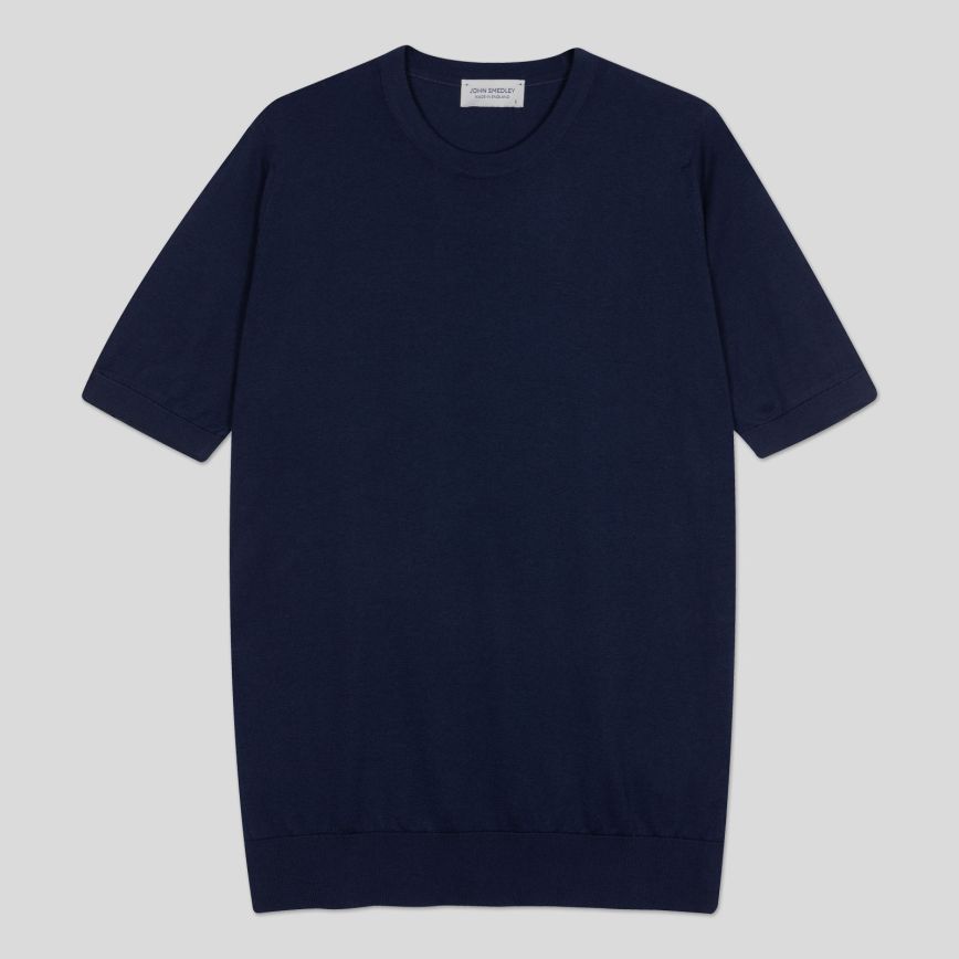 T-shirt girocollo Kempton sea island cotton French navy John Smedley