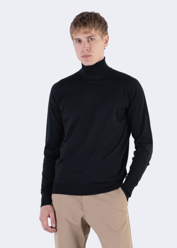 Collo alto Richards lana black John Smedley