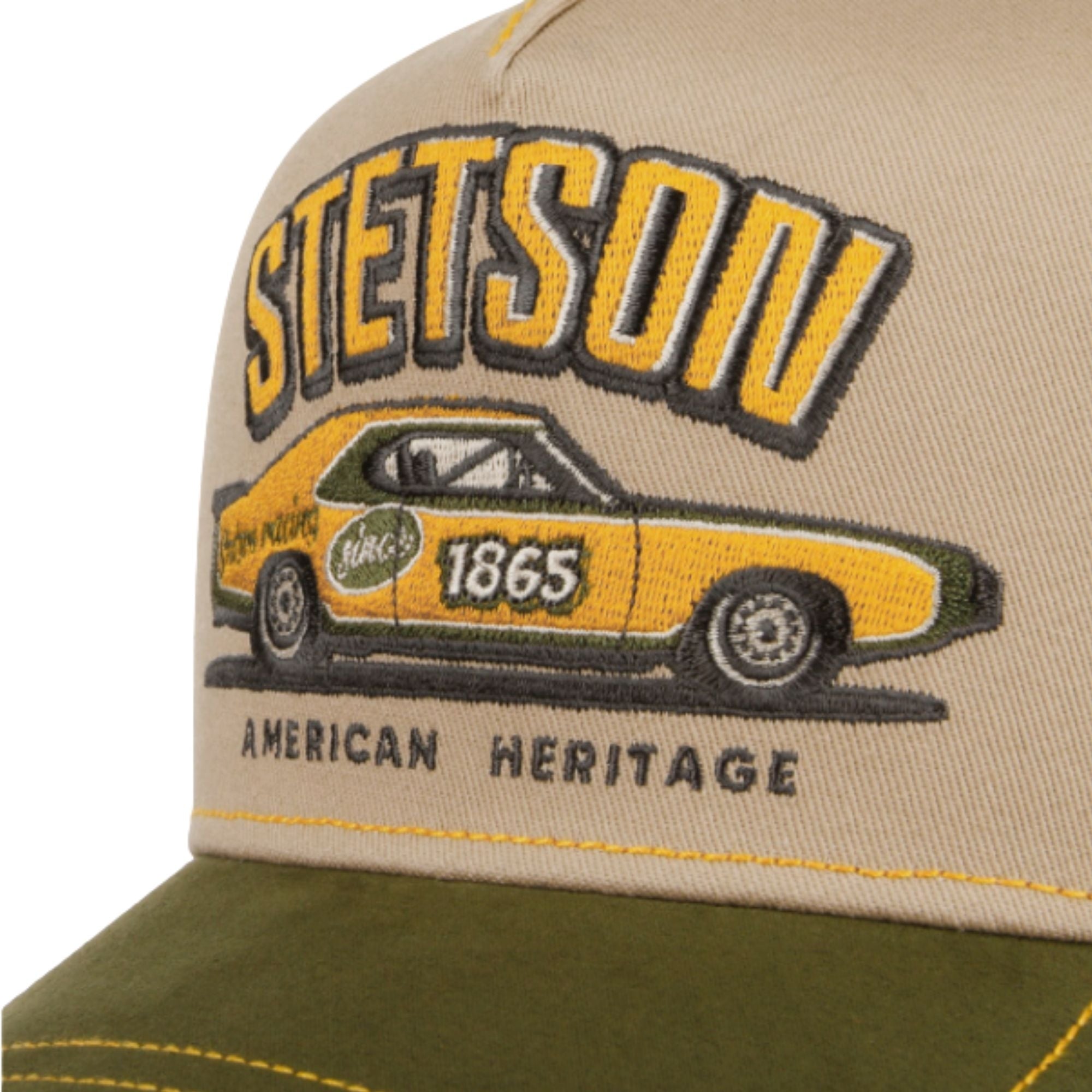 Cappellino Trucker Muscle car heritage beige verde Stetson