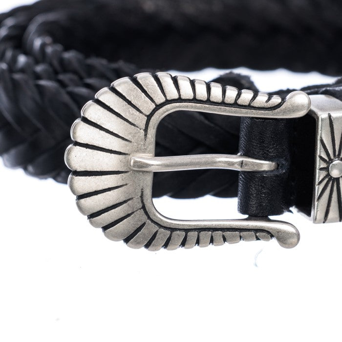 Cintura western pelle treccia nera Monsieur