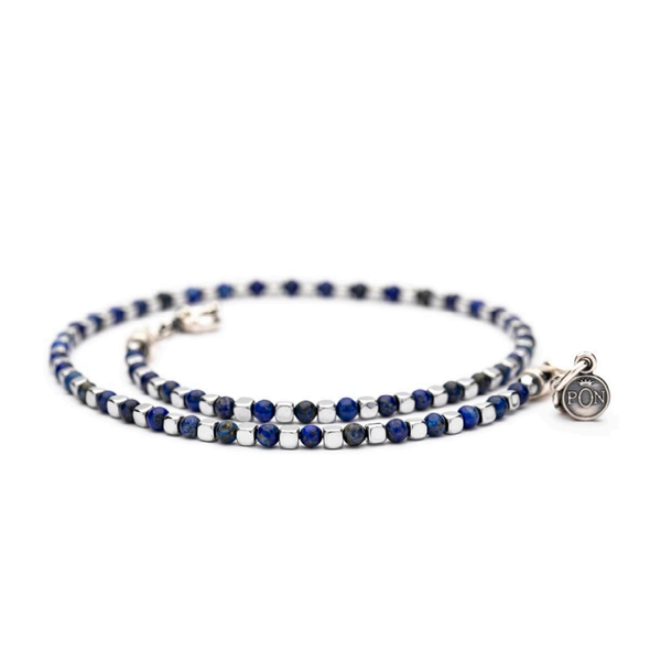 Collana cubetti sfere lapis navy PON