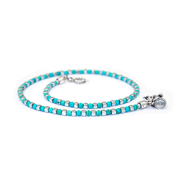 Collana cubetti sfere turchese PON