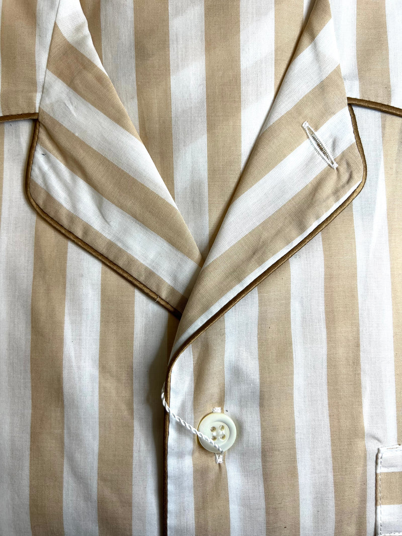 Pigiama corto cotone rigato bianco beige Monsieur