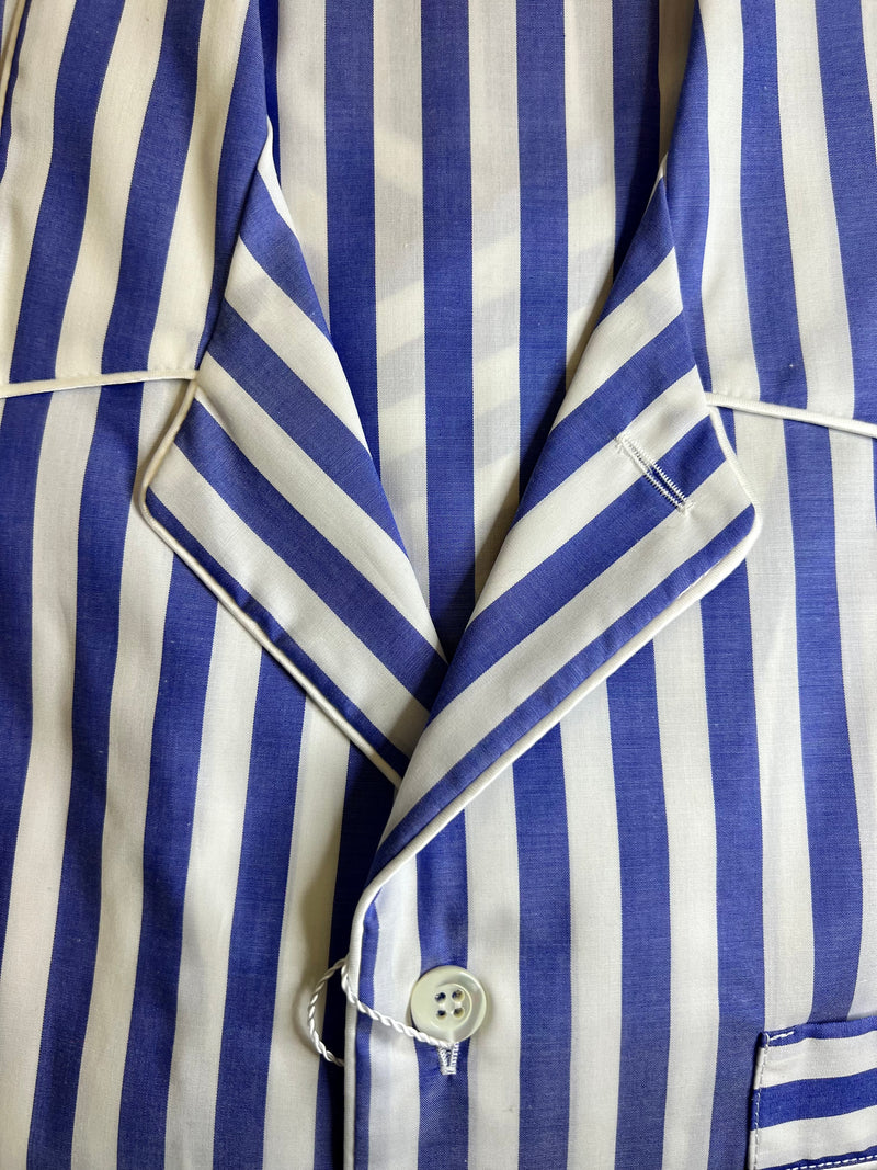 Pigiama corto cotone rigato bianco light blue Monsieur