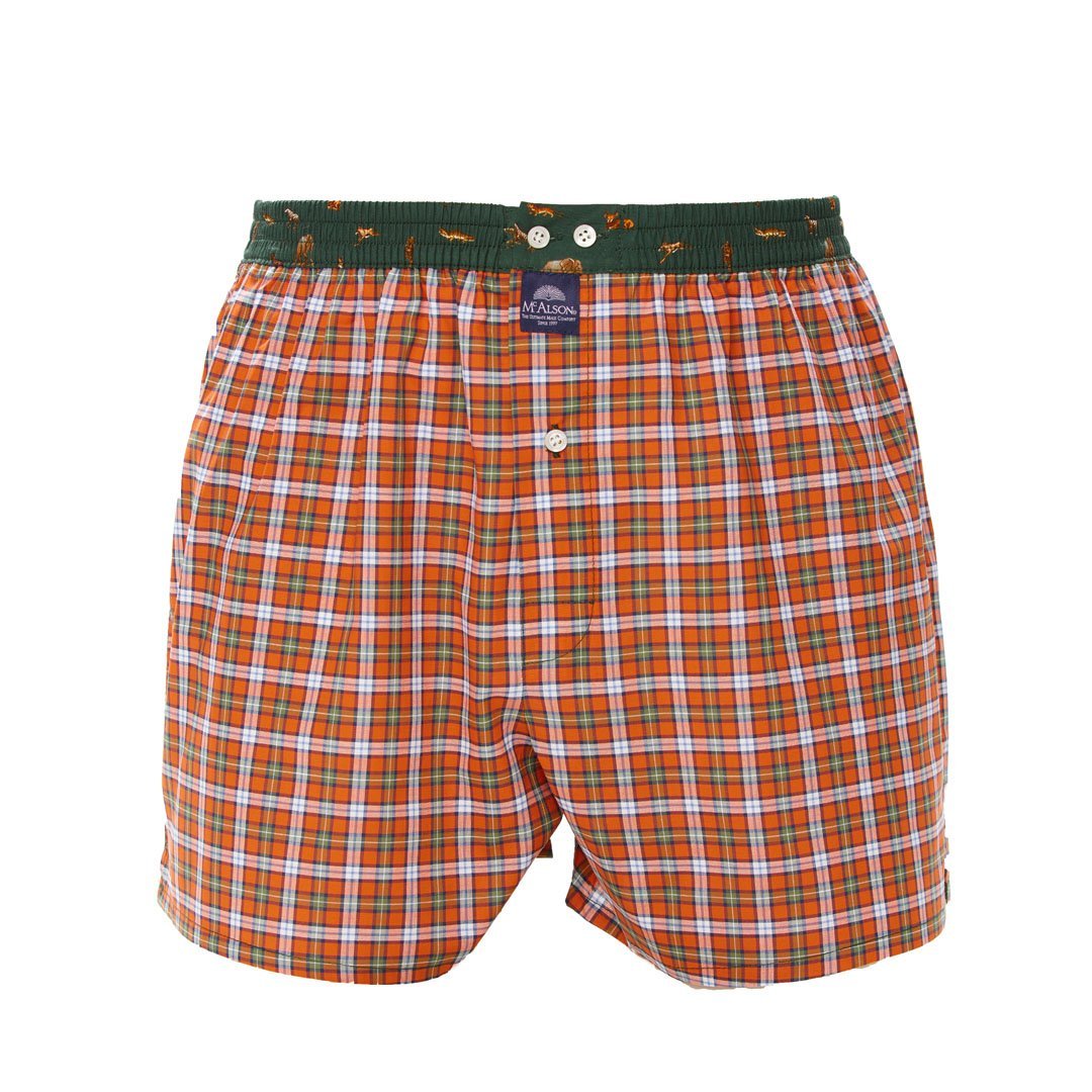 Boxer gingham arancione verde McAlson - MONSIEUR