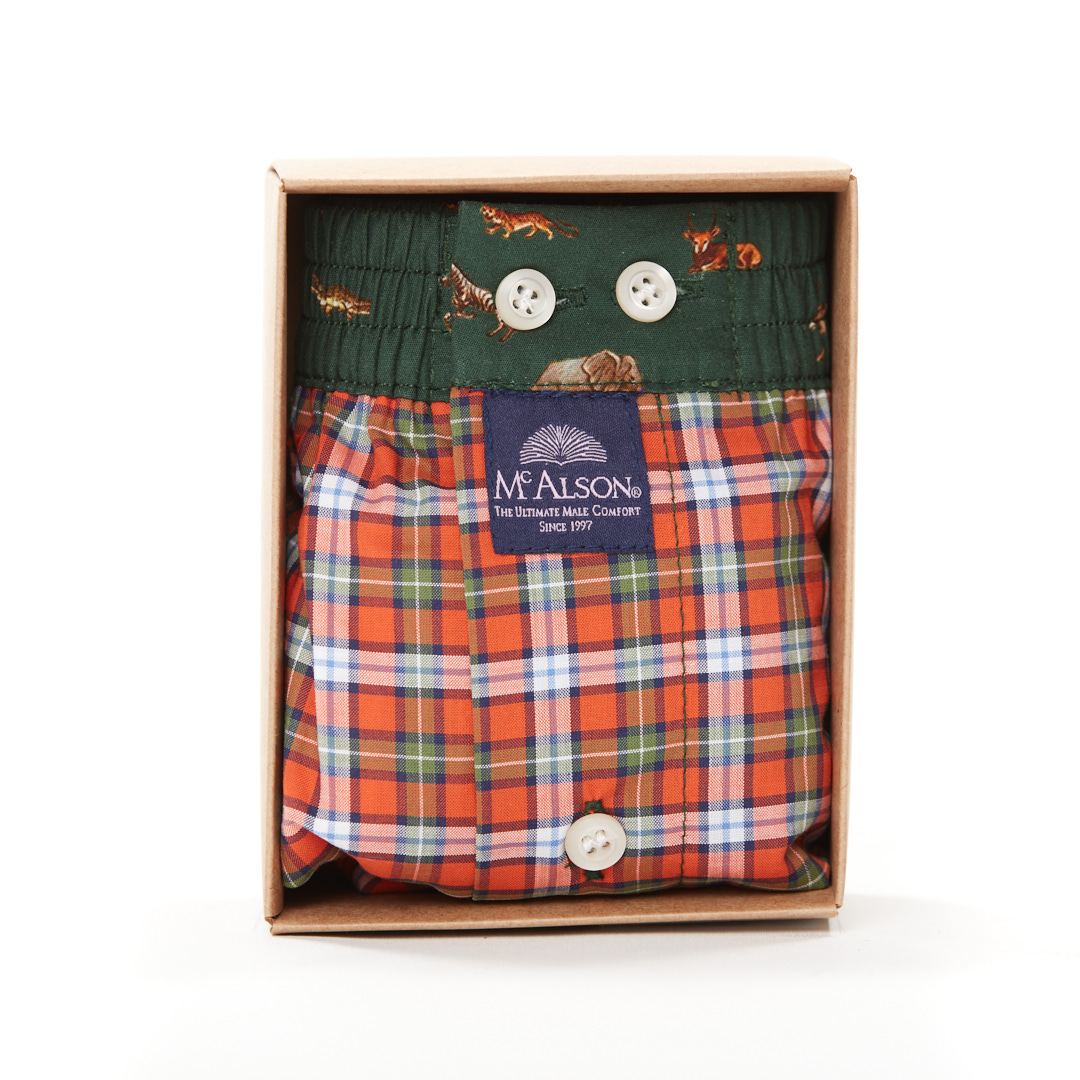 Boxer gingham arancione verde McAlson - MONSIEUR