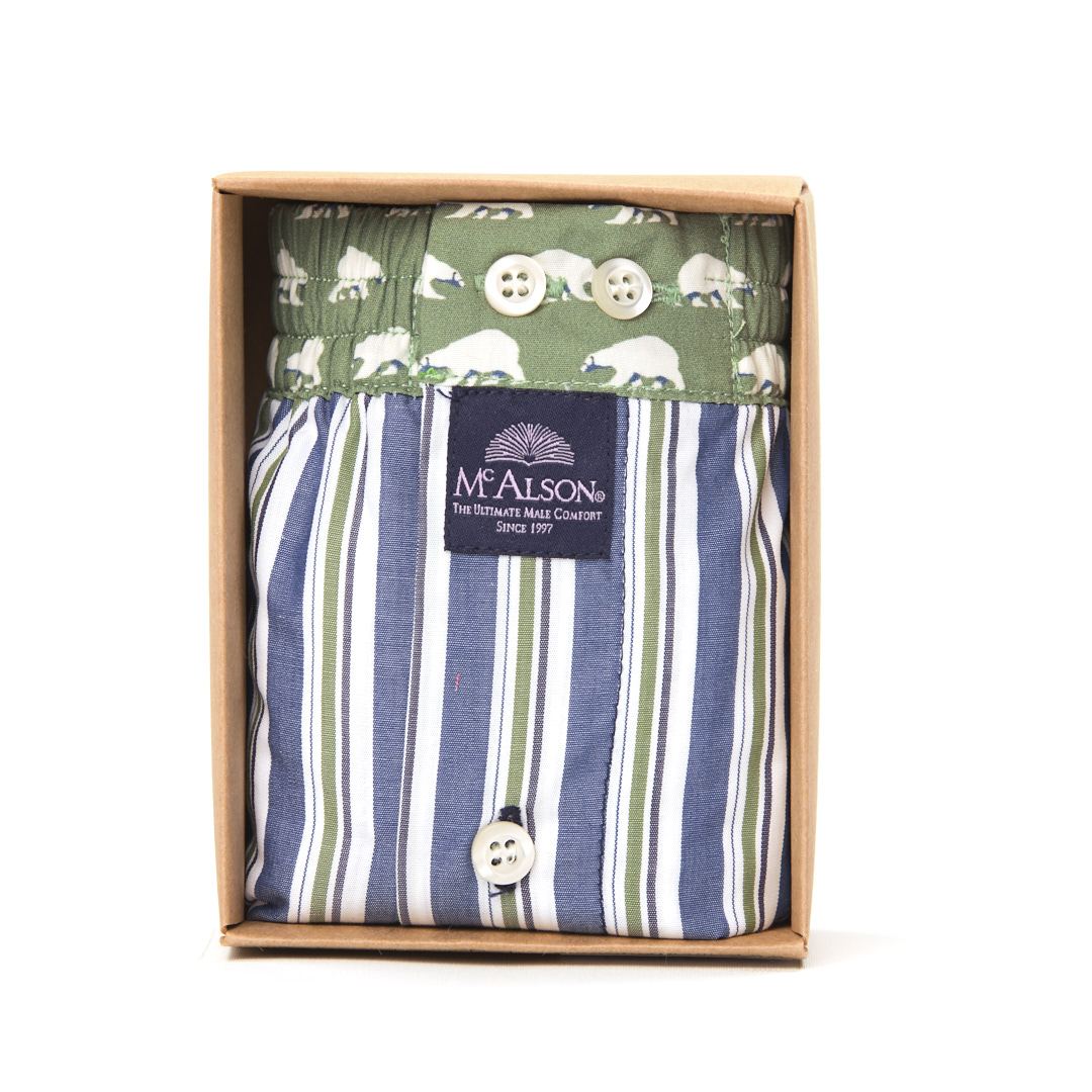 Boxer rigato blu verde McAlson - MONSIEUR