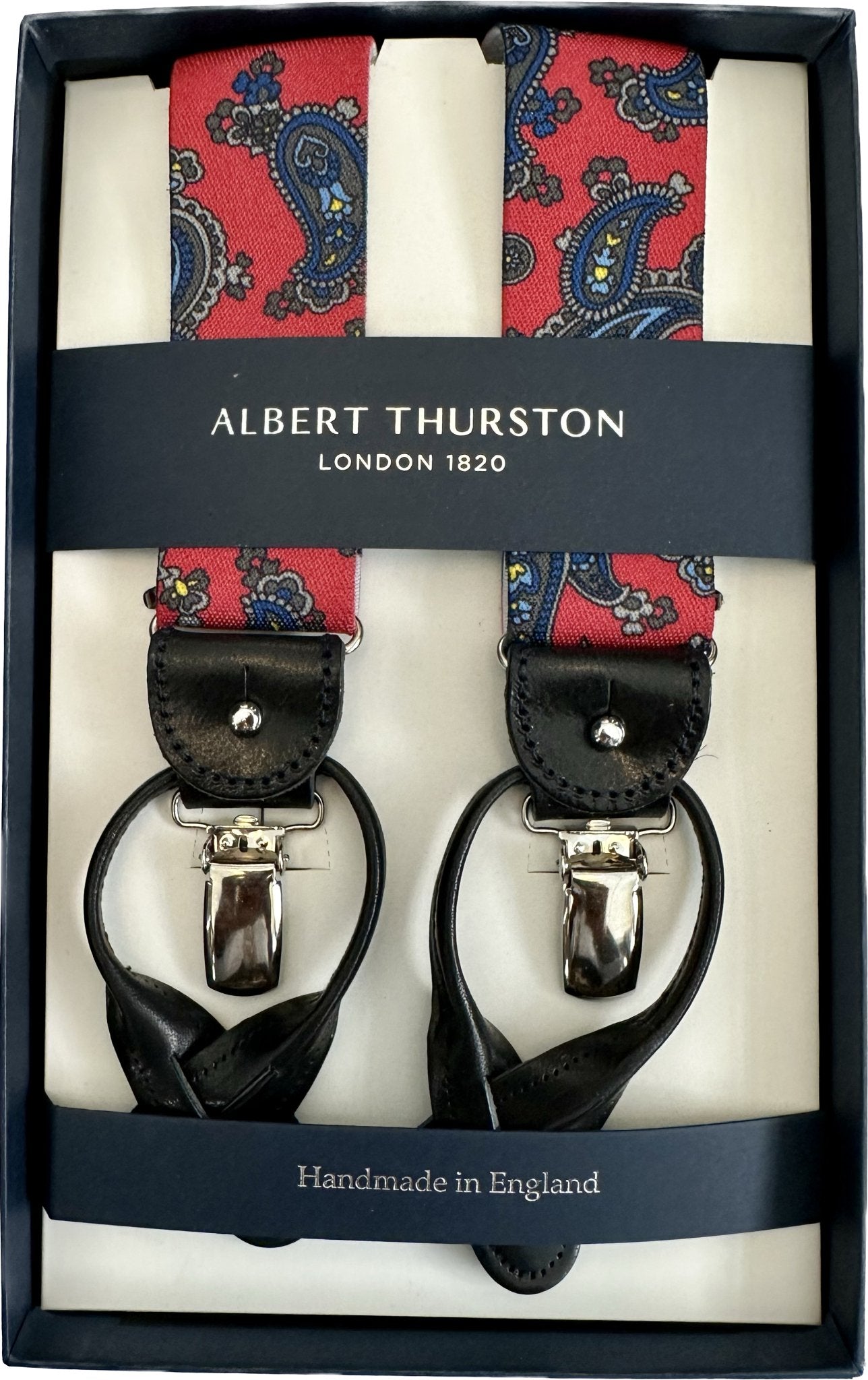 Bretelle elastico paisley rosse Albert Thurston - MONSIEUR