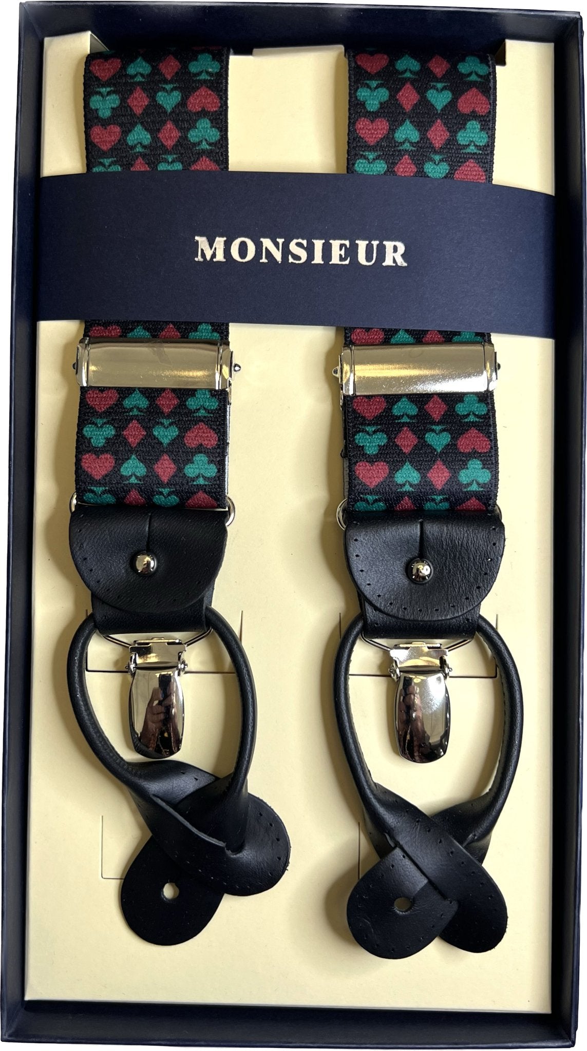 Bretelle nera segni carte da gioco Monsieur - MONSIEUR
