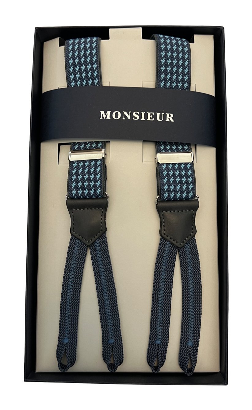 Bretelle strette pied de poule light blue Monsieur - MONSIEUR