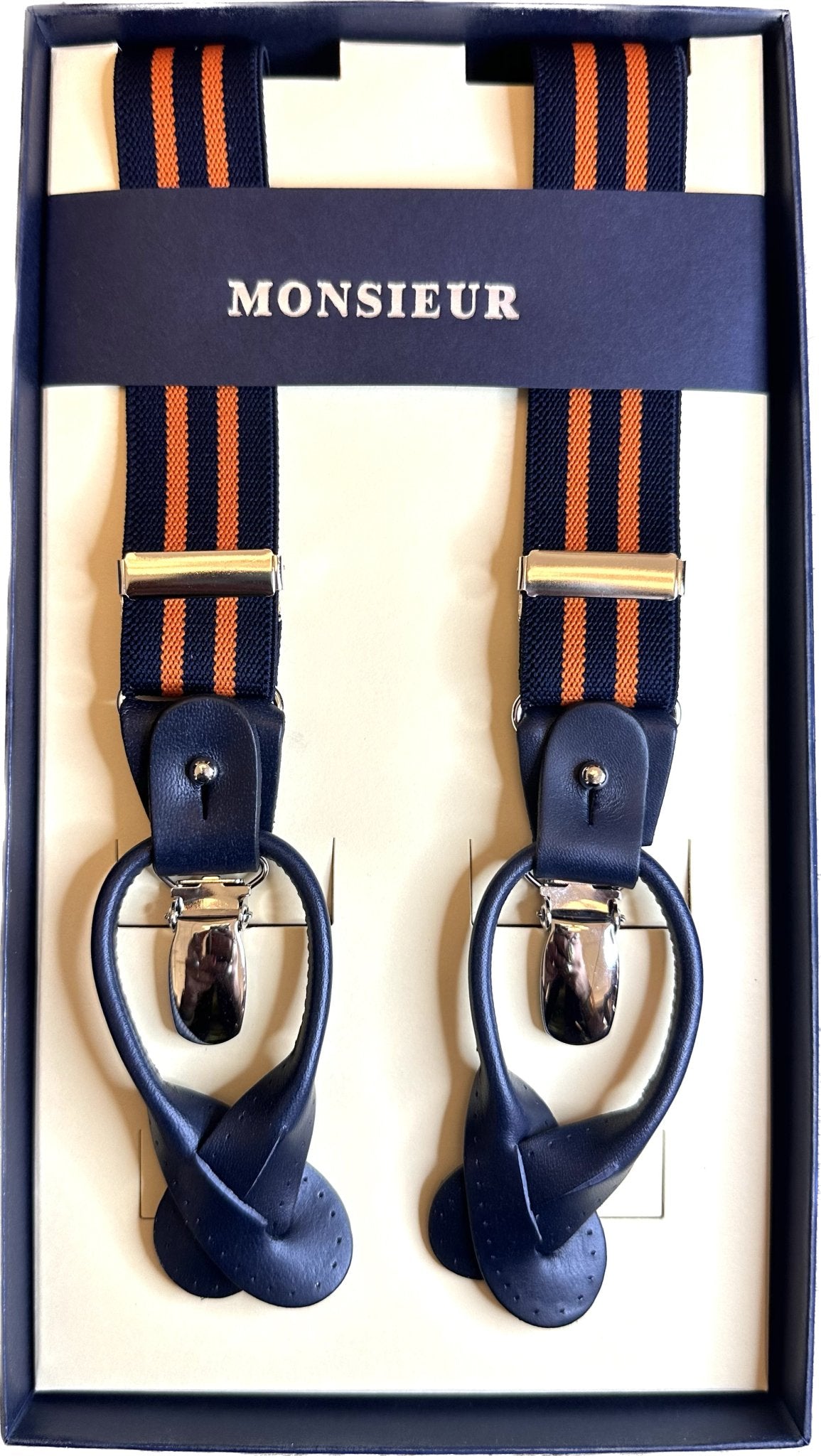 Bretelle strette regimental blu arancione Monsieur - MONSIEUR