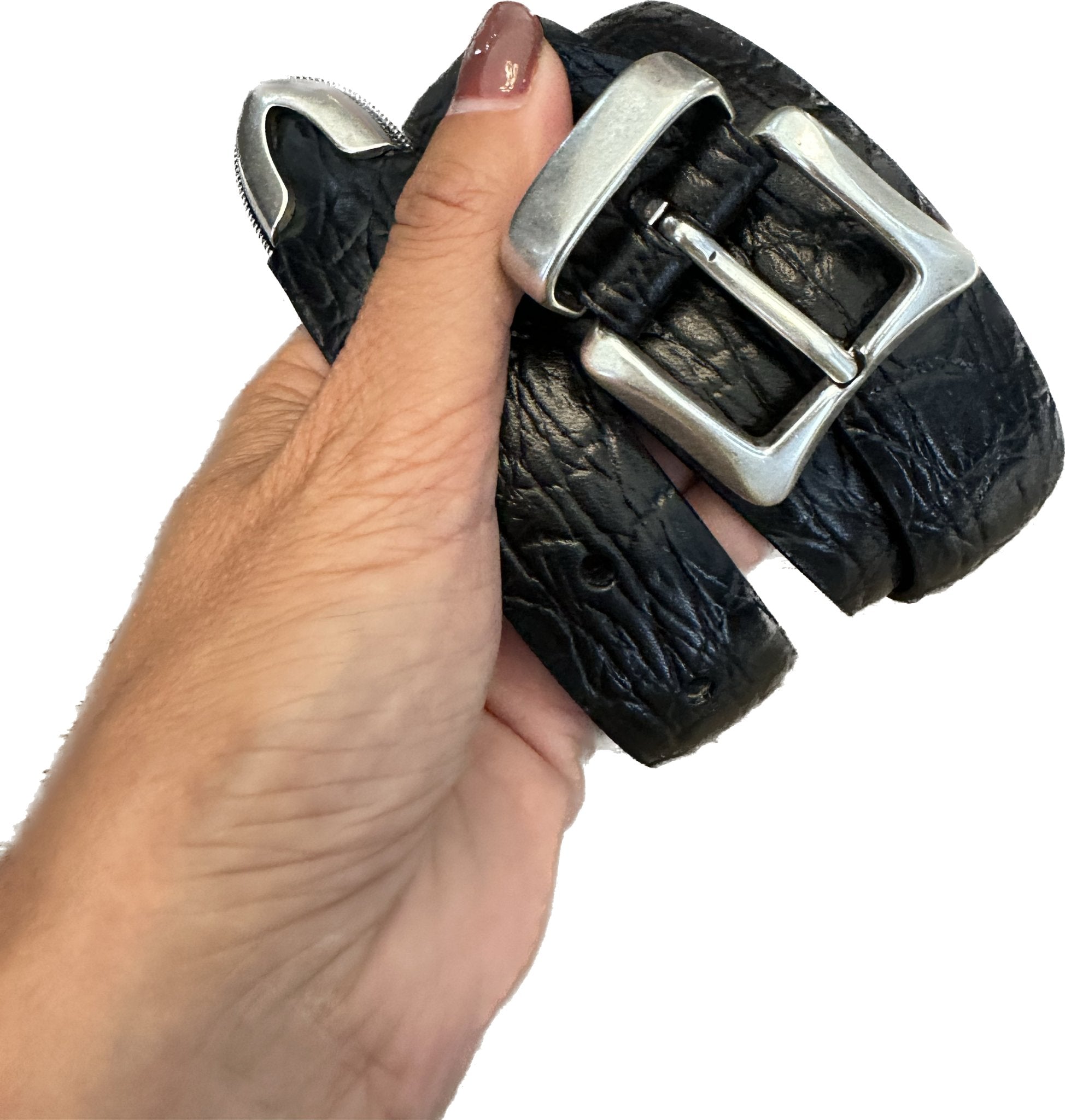 Cintura texana cocco stampato nera Monsieur - MONSIEUR