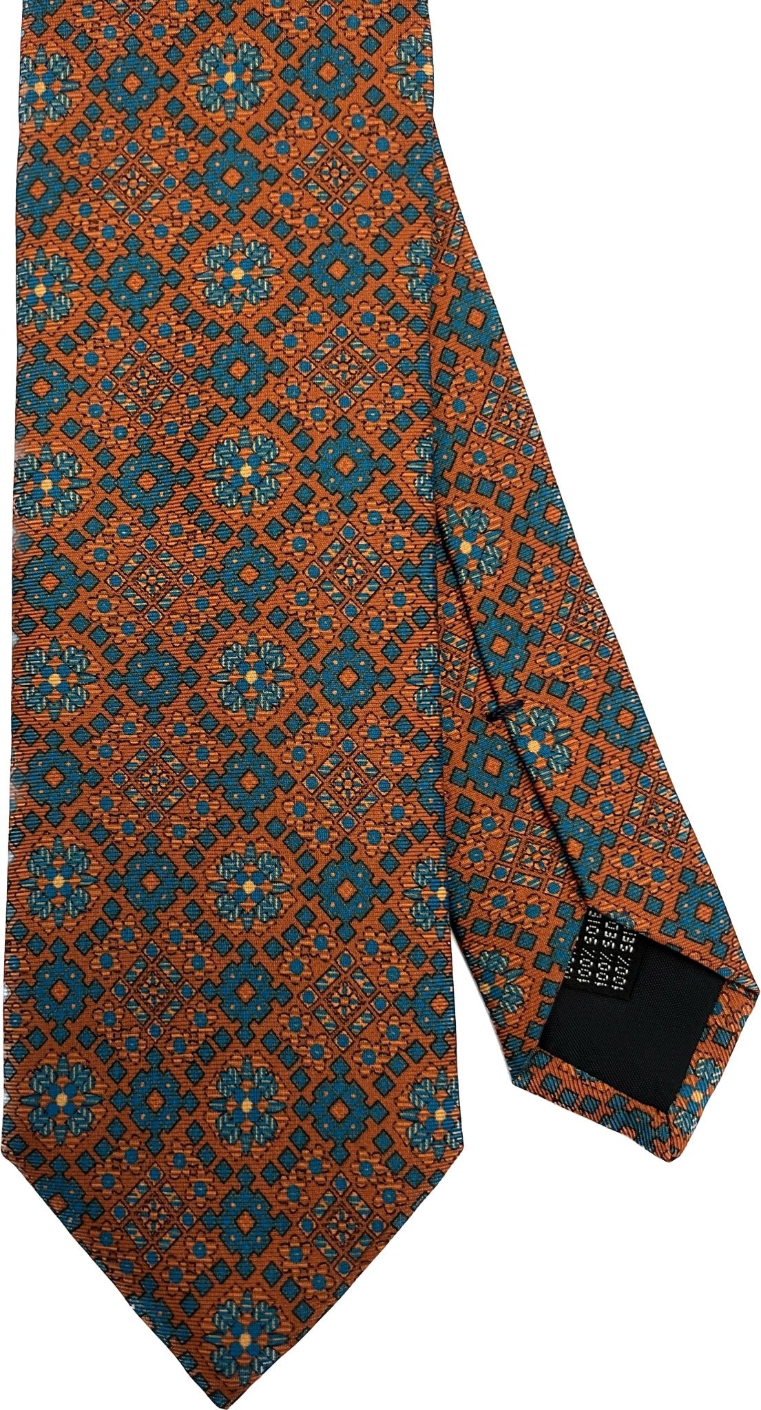 Cravatta seta fantasia geometrica arancione Monsieur - MONSIEUR