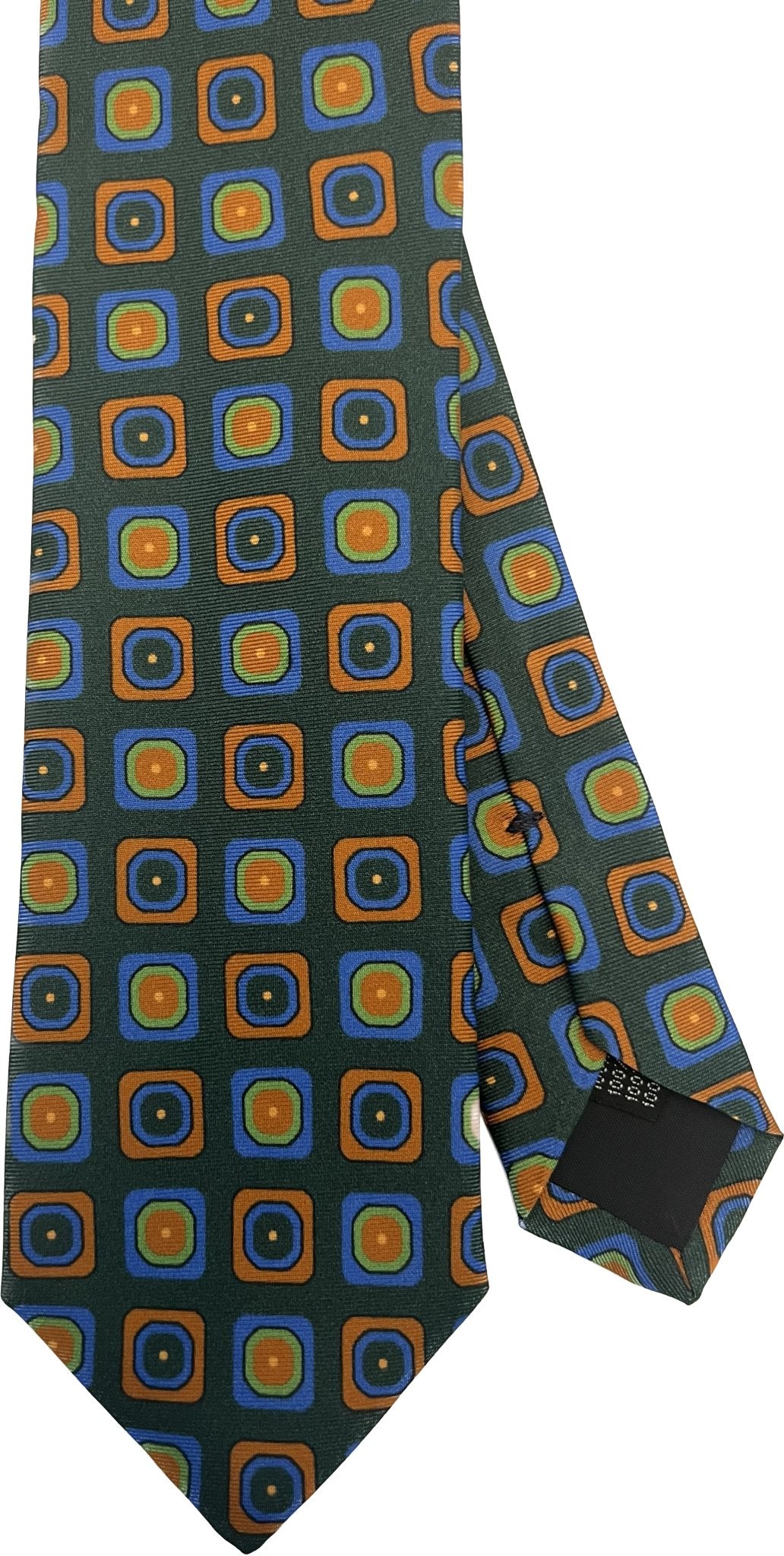 Cravatta seta fantasia geometrica verde arancio Monsieur - MONSIEUR