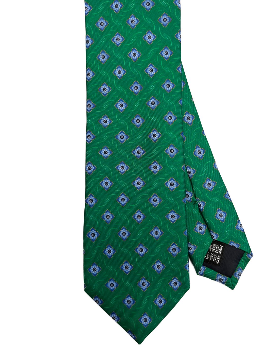 Cravatta seta fiori geometrici verde bandiera Monsieur - MONSIEUR