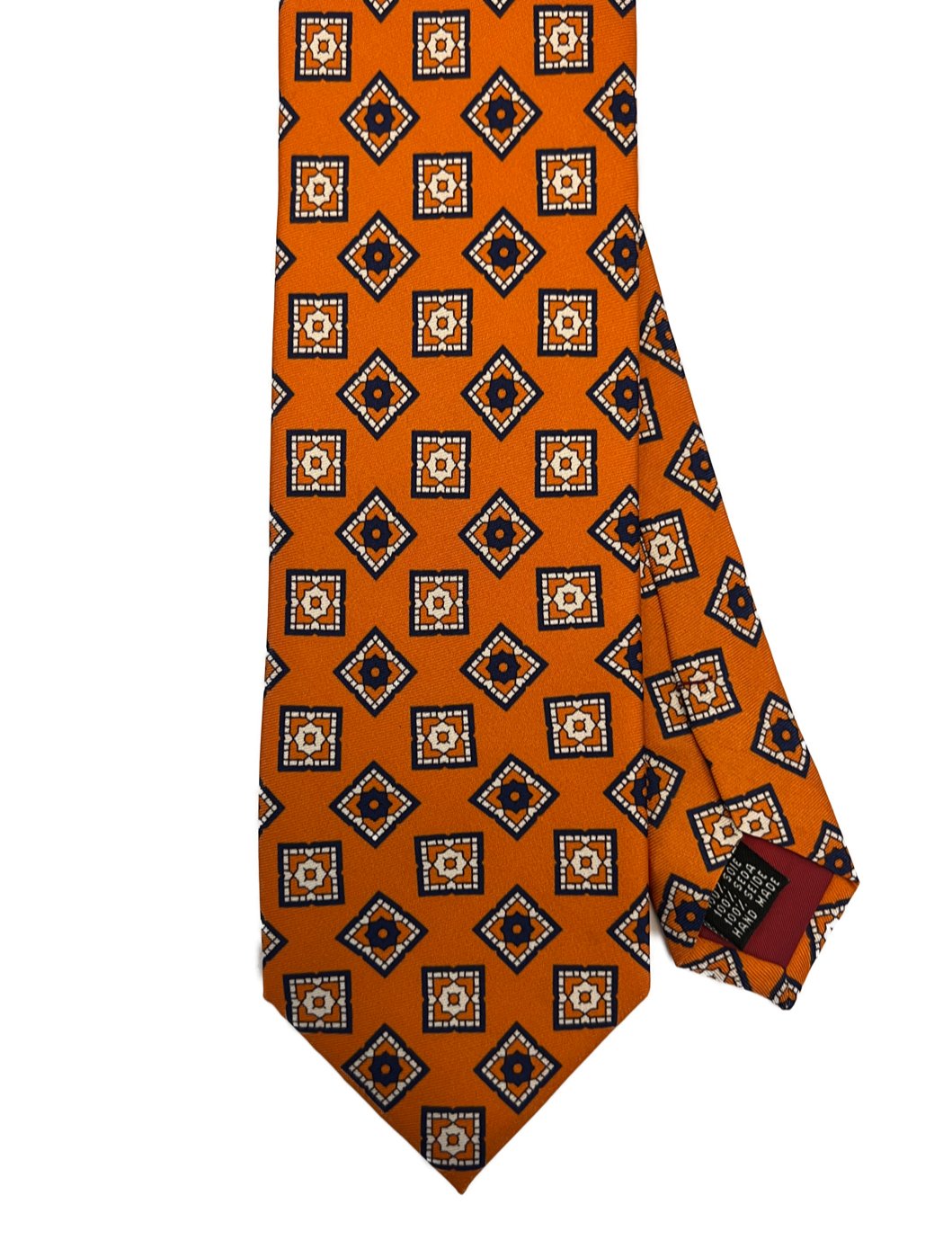 Cravatta seta geometrica arancione Monsieur - MONSIEUR