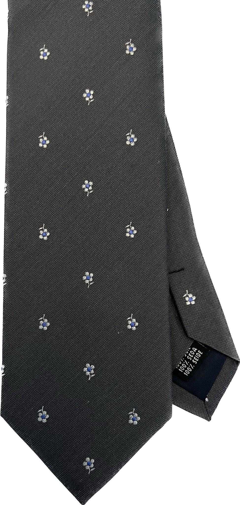 Cravatta seta micro fiorellino cerimonia grigia Monsieur - MONSIEUR