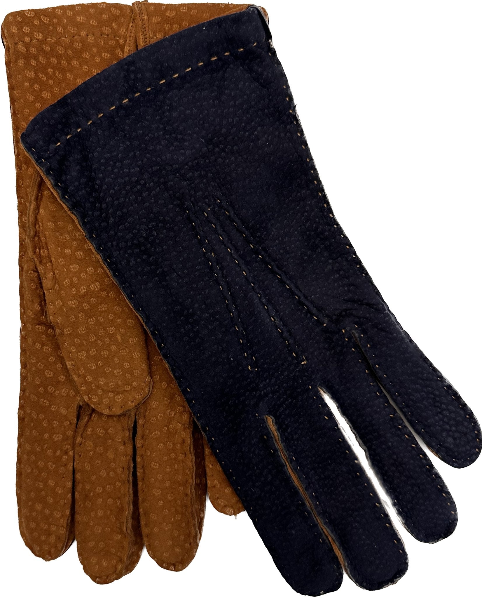 Guanto carpincho bicolore navy tabacco Monsieur - MONSIEUR
