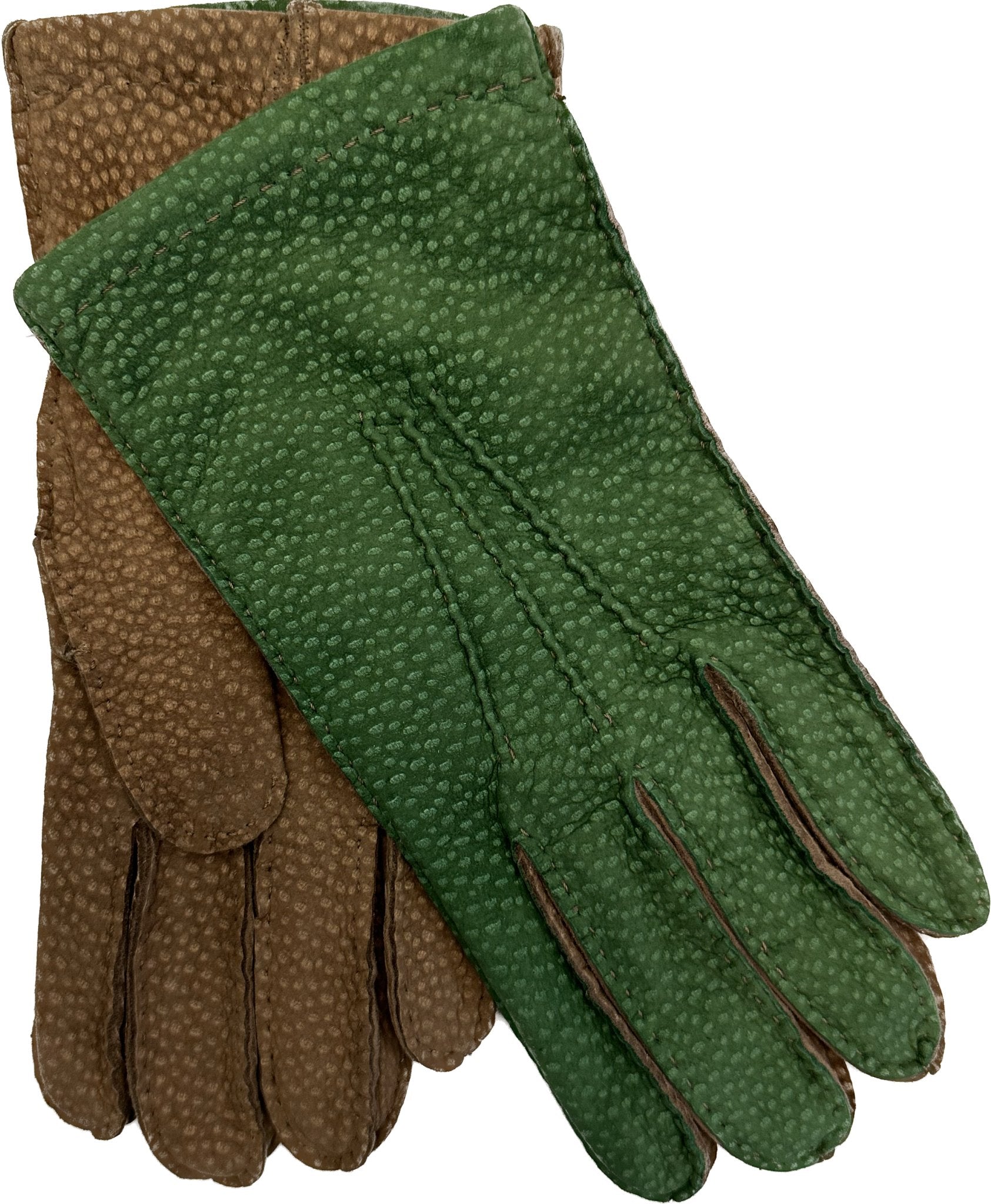 Guanto carpincho bicolore verde beige Monsieur - MONSIEUR