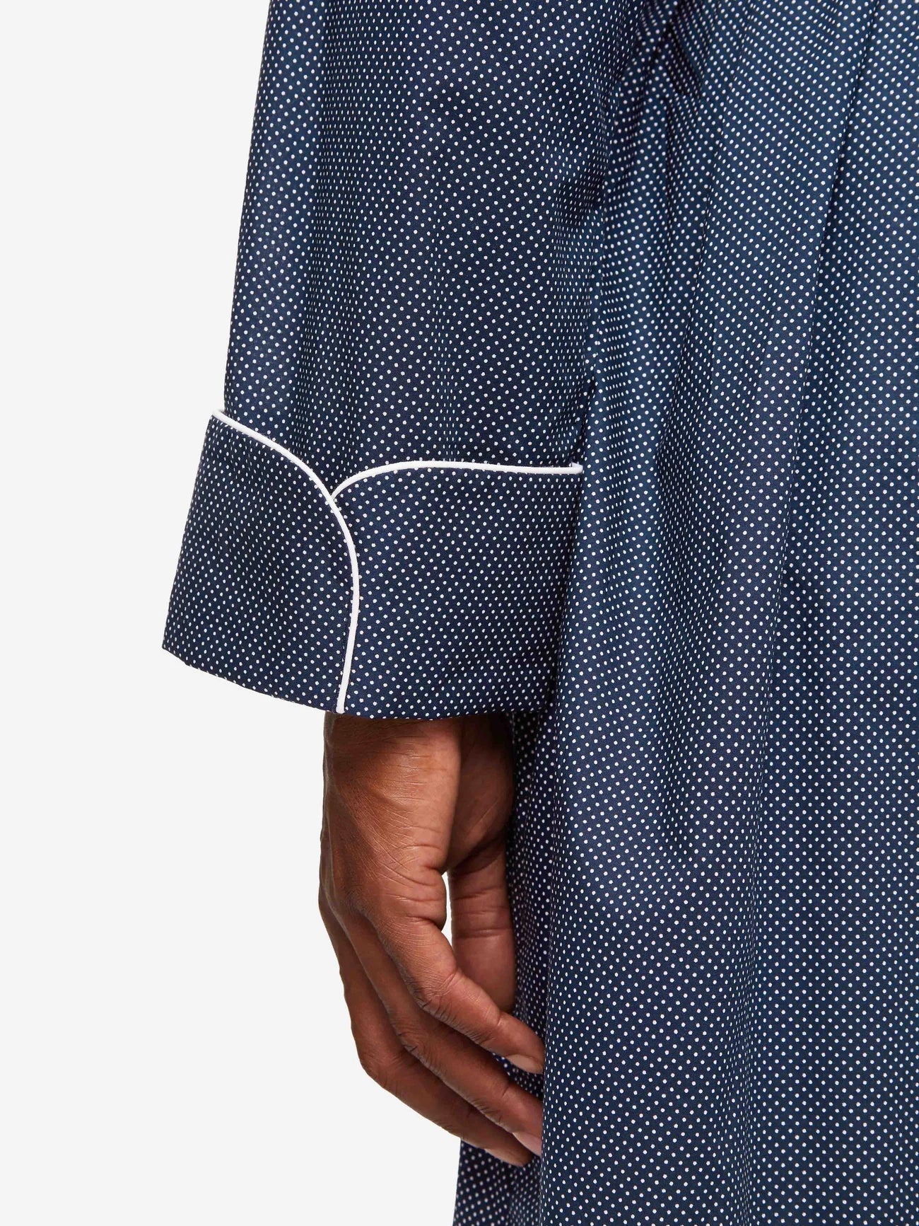 Vestaglia cotone blu pois bianco Derek Rose