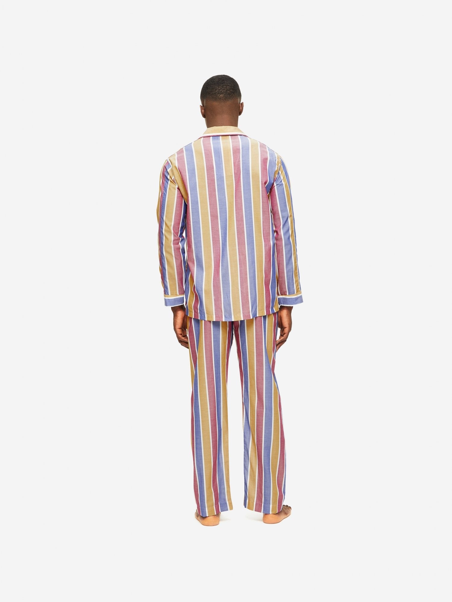 Pigiama lungo cotone batista rigato Derek Rose - MONSIEUR