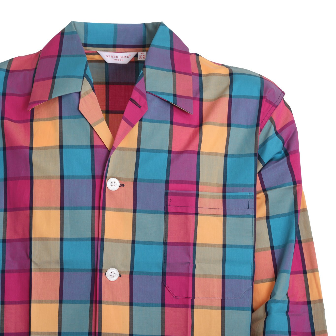 Pigiama lungo cotone multi check Derek Rose - MONSIEUR